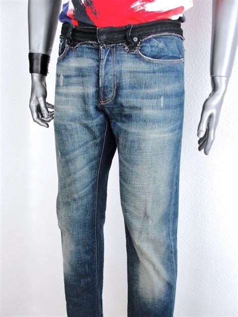 blue cotton distressed jeans from dior homme|Selvedge Slim.